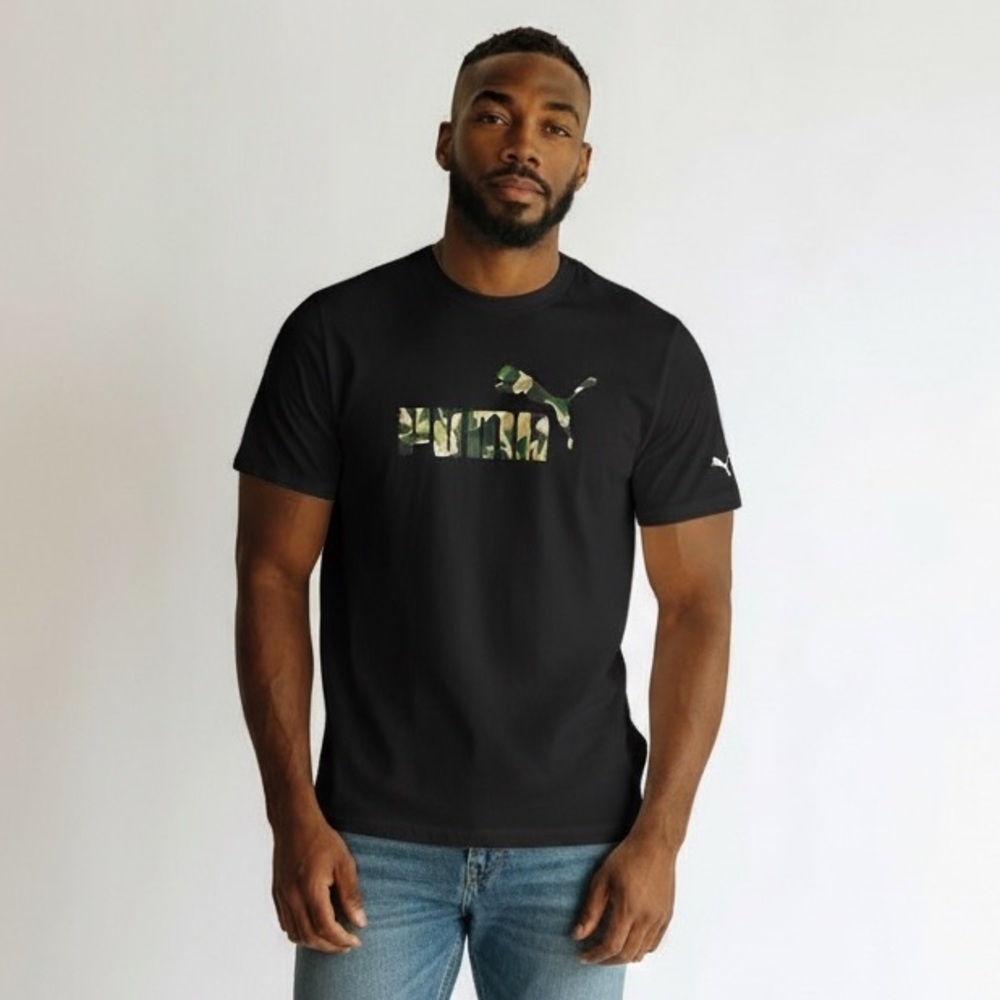 TS1076 Mens Puma Brand Military Camo Camouflage Graphic T Shirt M